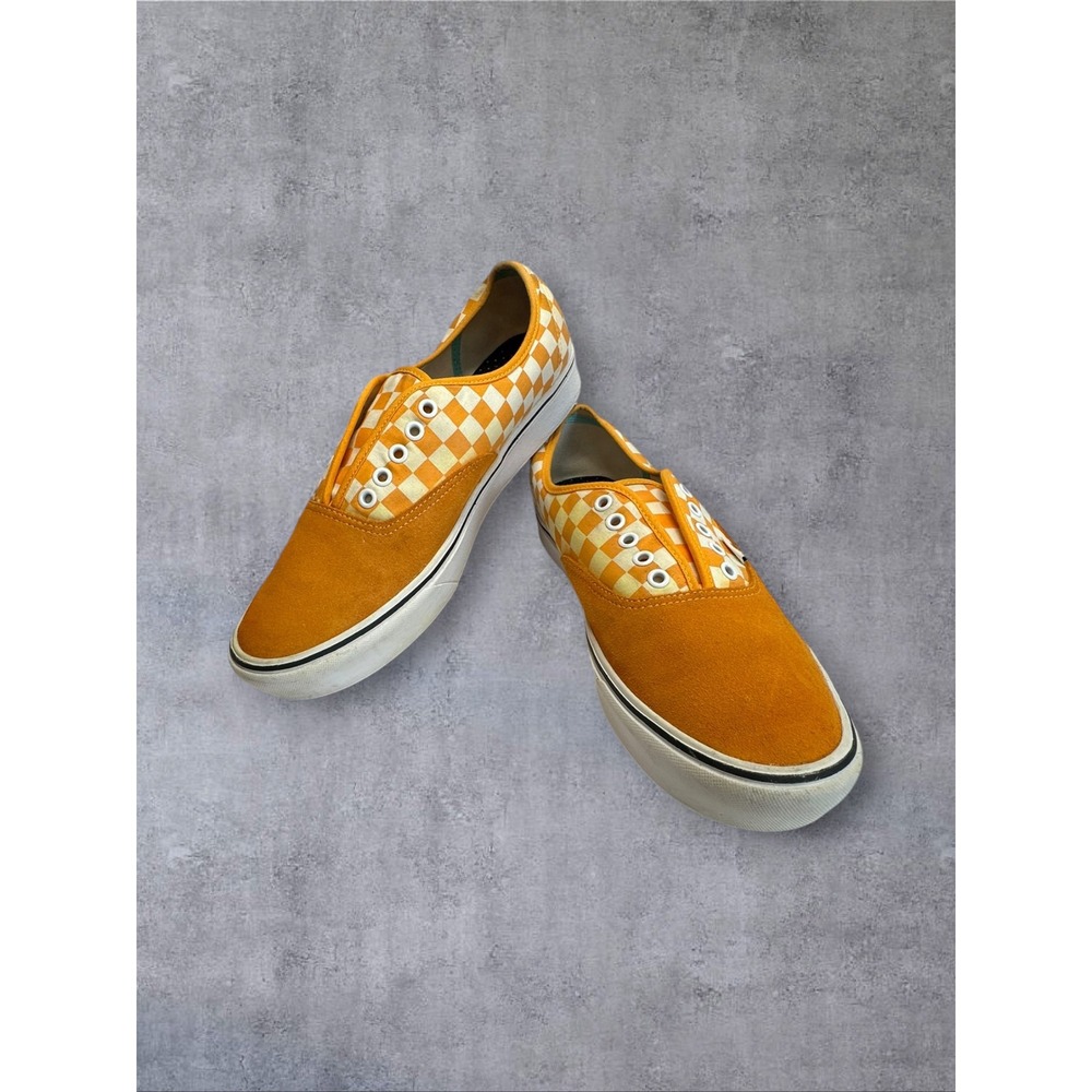 Vans Authentic ComfyCush Sneakers Mens 11.5 Orange Checkerboard Suede
